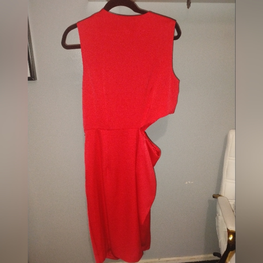 RACHEL Rachel Roy Cut-Out Sleeveless Midi Dress in Red Sz 10 NWT - Picture 5 of 7